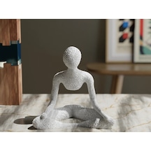 Ev Dekorasyon Yoga Yapan Fiğür Mini Heykelcik Beyaz Renk