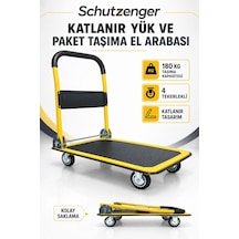 180 Kg Taşıma Kapasiteli Katlanır Yük Ve Paket Taşıma El Arabası 4 Tekerlekli Platformlu Taşıma Arabası