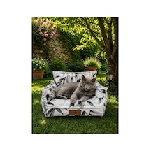 Kedi Ve Köpek Koltuğu Tamamen Fermuarlı Çıkarılabilir İç Minder Boncuk Elyaf Kaydırmaz Taban Kedi Ve Köpek Yatağı Yaprak Desen - 885862888
