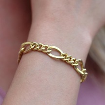 Gurmet Modeli Gold Kaplama Zincir Bileklik Gümüş
