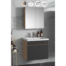 Çiğdem 65 Cm Atlantik Çam-Antrasit Gri Mat Mdf Seramik Lavabolu A Antrasit - Atlantik Çam