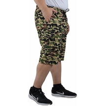 Mocgrande Büyük Beden Commando Camouflage Erkek Penye Şort 23606 Bej