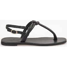 Hawen Angels Kadın 1cm Tpu Taban Deri Parmak Arası Sandalet 8920-04 siyah