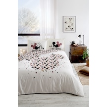 Özdilek Mickey & Minnie Mouse Love Çift Kişilik Disney Lisanslı Lastikli Fitted Çarşaf Nevresim Takımı 479441 Krem