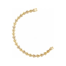 Balenbi Jewelry 14k Gold Renk Zirkon Taşlı Yaprak Desenli Kararmaz Çelik Kadın Bileklik 1187 Altın