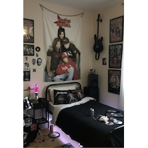 Owl Bag Tokio Hotel Red Star Logo Desenli Tasarım Duvar Halısı