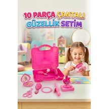 10 Parça Çantalı Güzellik Seti - Minik Stilistler İçin Eğlenceli Ve Eğitici Makyaj Seti