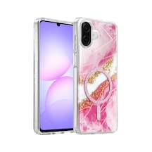 Onegif Samsung Samsung Galaxy Uyumlu A07 4g Lotus Simli Magsafe Kapak - Pembe