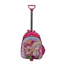 Anaokulu Çocuk Çekçekli Valiz Sırt Çantası Çekçekli Kız Çocuk 2in1 Sue And Se Model Ön Yüzey 5d Boyutlu Pembe