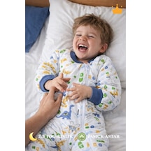 Babyhola 2.5 Tog Yorgan Gerektirmeyen Kalın Elyaf Dolgulu Çocuk Uyku Tulumu Pamuk Astarlı Unisex 6020 Koyu Mavi