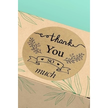 Thank You So Much Kraft Kargo Paket Sticker Etiketi 3x3cm St2070 Çok Renkli