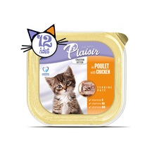 Plaisir Tavuk Etli ve Sütlü Pate Yavru Kedi Yaş Maması 12 x 100 G
