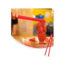 Silikon Kızartma Maşası Kırmızı 29 Cm - Izgara Maşası Isıya Dayanıklı Büyük Boy Komple Silikon Maşa
