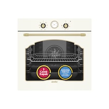 Simfer 8218 9 Fonksiyon Retro Bej Cam Ankastre Fırın Power Turbo