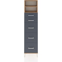 Arges Dolap 2 Raflı 5 Çekmeceli 44x30x182 Çam-antrasit Çam