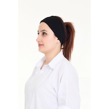 Sensu Dikişsiz Kadın Penye Tesettür Bandana Spor Saç Bandı Sıyah