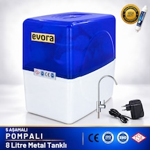 5 Aşamalı Mineralli 8 Litre Çelik Tanklı Şeffaf Mavi Pompalı Kapalı Kasa Su Arıtma Cihazı -