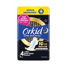 Orkid Ultra Ekstra Hijyenik Ped Dörtlü Gece 16 Yeni Yumuşak Yüzey 2'li Ekonomik Paket - 2 Adet Tarı