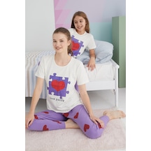 Siyah İnci Pamuklu Örme Pijama Takım 24117036 Çok Renkli