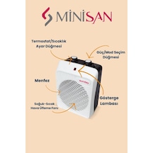 Sunday Fanlı Isıtıcı Kare Kutu Fan Fanlı Isıtıcı Sıcak - Soğuk 2000w Termostatlı