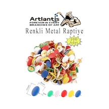 Renkli Raptiye 100 Adet 1 Paket Pvc Kaplı Başlıklı Raptiye Plastik Yuvarlak Düğmeli Raptiye Pano Okul Ofis Büro Ev