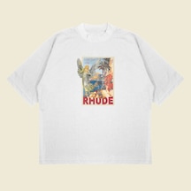 Tarzsokak Rhude Angel Baskılı Oversize Unisex Pamuklu Nefes Alan Kalın Kumaşlı Beyaz