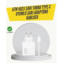 67w Turbo Hızlı Şarj Adaptörü Ve Type-c Kablo Güvenli Şarj Teknolojisi Beyaz
