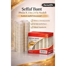 Şeffaf Bant 19mm X 33m 24 Lü Paket Güçlü Yapışkanlı, Yüksek Şeffaflık, Ofis & Kırtasiye Bandı Diğer