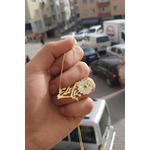925 Ayar Gümüş 24 Ayar Altın Kaplama İsimli Papatya Kolye