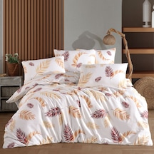 Tek Kişilik Nevresim Takımı 160x220cm 2 Yastık Kılıfı Lastikli Çarşaflı 120x200+30 Bej - Beyaz
