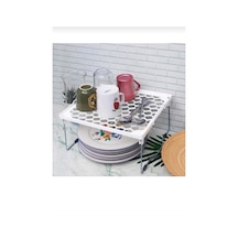 3lü Kare Çok Amaçlı Pratik Raf Bulaşıklık Square Practical Shelf Plastik Beyaz Diğer