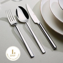 Nehir Dalyan Sade 6 Kişilik 18 Parça Çatal Kaşık Bıçak Takımı GÜmüş