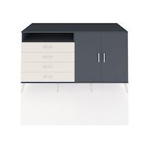 Kronos Konsol 3 Raflı 4 Çekmeceli 2 Kapaklı 176x59x99 Antrasit-an Antrasit-antrasit/aytaşı