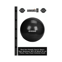 Özel Seri Poşetli Top Ev Sporu Spor Aksesuarı Bpt-55 Black 55 Cm Plates Topu Poşet Ambalaj Siyah