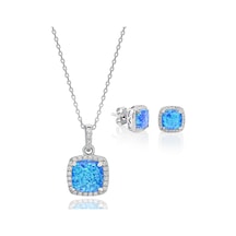 Servi 925 Ayar Gümüş Aqua Opal Set-37