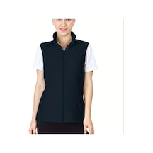 Userfriendly11 Lacivert Kadın Kolsuz Polar Yelek, Rüzgar Geçirmez Fermuarlı Hafif Dış Giyim Lacivert