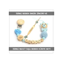 Sahi Aksesuar İsimli Bebek Emzik Zinciri Ve İsimli Bebek Künye Seti Bezyı635 Çok Renkli