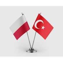 Polonya Bayrağı Ve Türk Bayrağı İkili Saten Masa Bayrağı Takımı Diğer