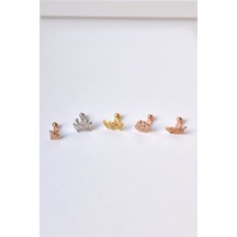 Çelik Gold-rodyum Kaplama Çelik Tragus 5'li Küpe Kombin3