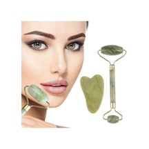Buffer Çift Taraflı 2li Cilt Yüz Masaj Aleti Jade Roller Yeşim Taşı Seti Doğal Taş Bakım Kiti
