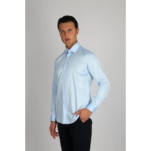 Lorenzo Mazzoli Lm375 C 551 A.mavi Pamuk Saten Comfort Fit Erkek Gömlek A.mavi