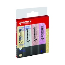 Fosforlu Kalem 4 Lü Asetat Karişik Renk Simli