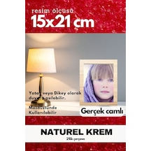Gerçek Camlı 21lik Düz 15 X 21 Krem Fotoğraf Resim Çerçevesi Ayaklı Arkalık Veya Duvara Asma
