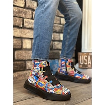 Boa Ba0142 Bantlı Erkek Yüksek Taban Popart Model Spor Bot Çok Renkli