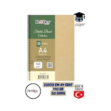 20x30 Cm A4 Eskiz Kara Kalem Çizim Defteri 140 Gr Telli 50 Sayfa Herboy Çok Renkli