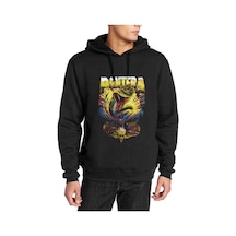 Pantera Baskılı Siyah Erkek Örme Kapşonlu Sweatshirt