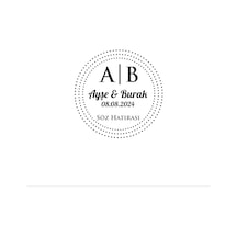 Noktalı Çerçeveli Yuvarlak Mühür Kına Nişan Düğün 3x3 Cm Özel Etiket / 50 Adet Sticker Beyaz