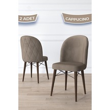 Canisa Bika Serisi 2 Adet Cappucino Mutfak Sandalyesi Ceviz Gürgen Ayaklı 1. Sınıf Babyface Kumaş Sandalye Cappucino Ayaklar Ceviz