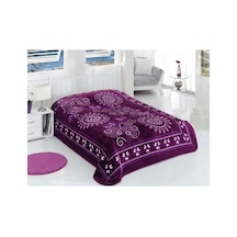 Gül Modern Desen Çift Kişilik Battaniye Yıkanabilir Peluş Kalın Kullanışlı Battaniye Mor