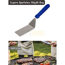 Barbekü Spatulası Paslanmaz Izgara Spatulası Çelik Hamburger Spatulası 34 Cm Gri